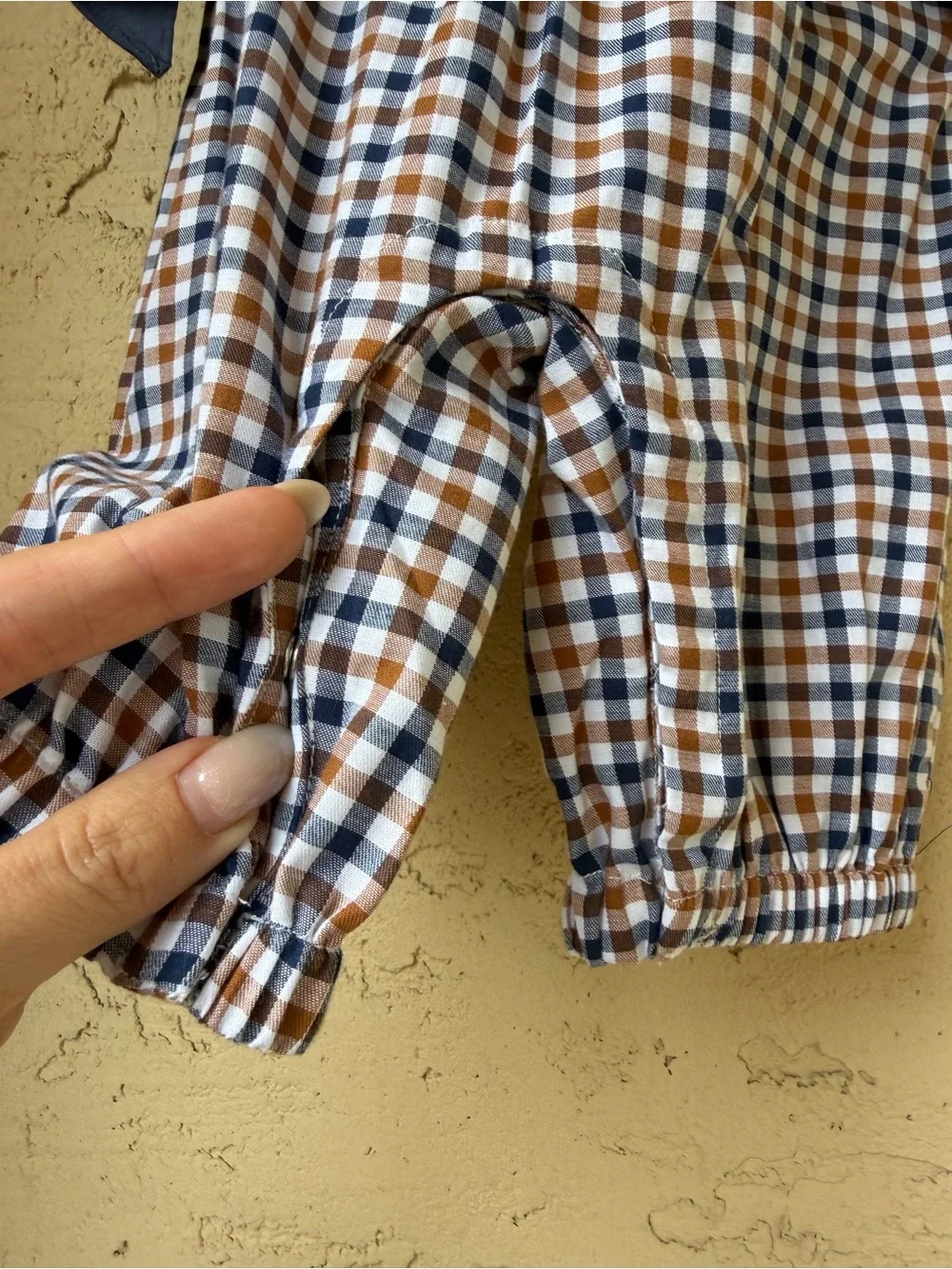NWT Edgehill Collection Baby Girls Side-Tie Long Sleeve Plaid Romper 9M